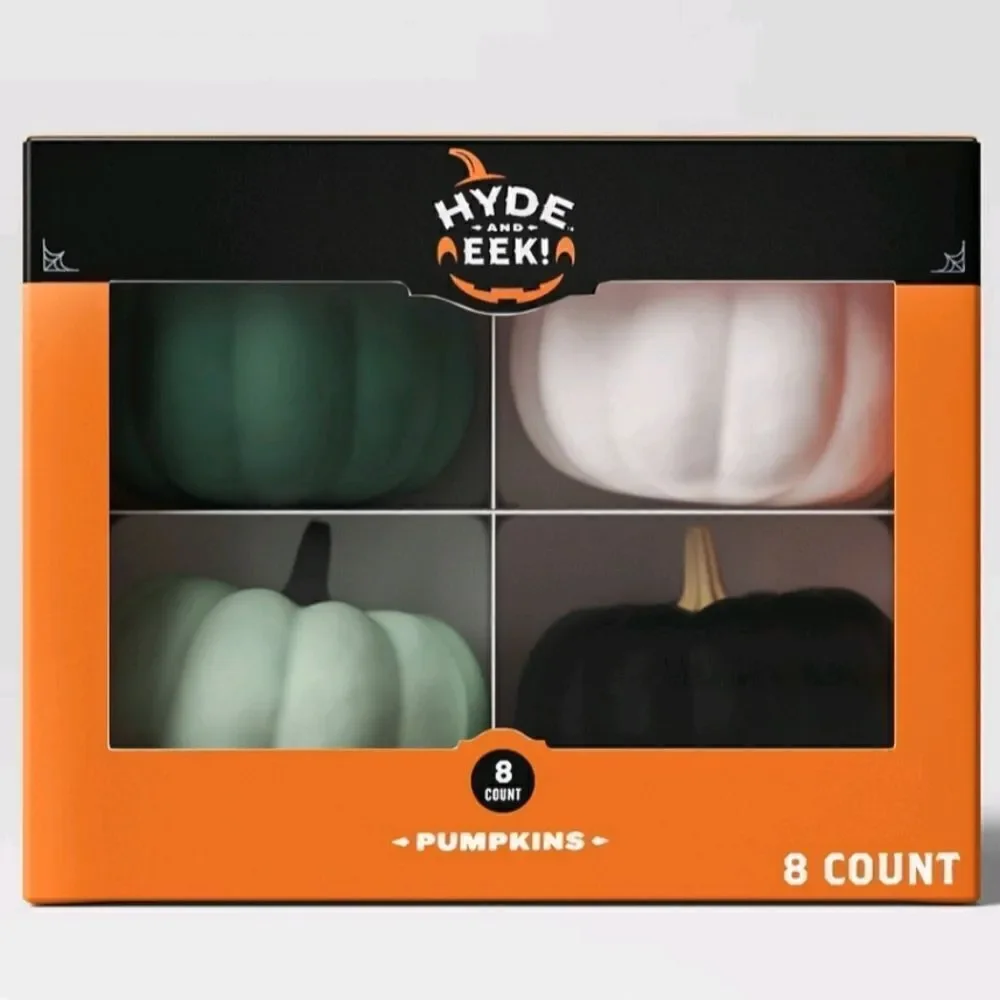 Hyde and EekNew Hyde & Eek 8pk Pumpkins Indoor Decorative Black White Green NIB